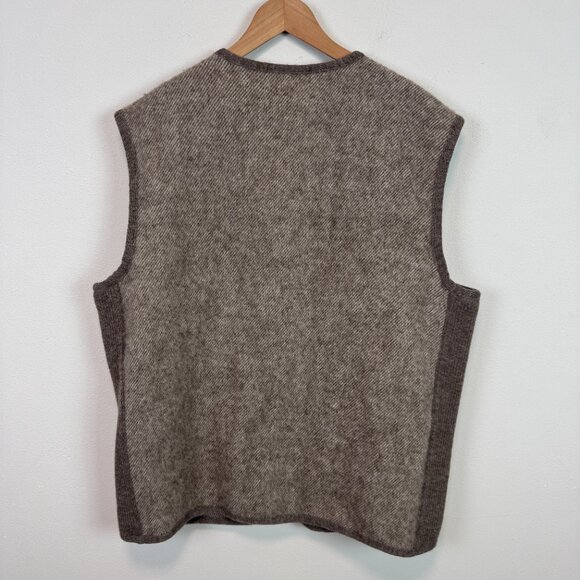 Rusk & Finch 100% Pure Wool Vest New Zealand Zip Front Sweater long brown XL - Picture 3 of 11